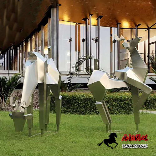 304不銹鋼鏡面鹿雕塑,切面鹿雕塑景觀小品
