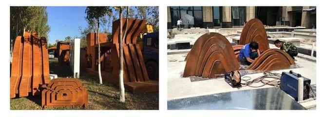 園林景墻復(fù)古裝飾材料耐候鋼景觀(guān)工程定制標(biāo)識(shí)牌花盆耐候板